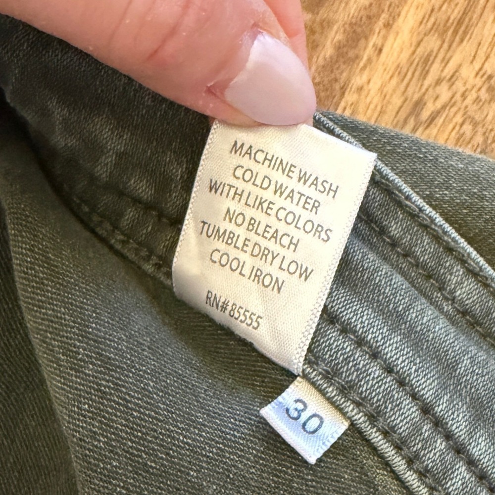 Pistola Penny Wide Leg Crop Jeans 30 Olive Green High Rise Raw Hem Utility Pants - Picture 9 of 12